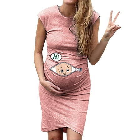 

HGWXX7 Maternity Clothing Women sleeveless Pregnancy Maternity Dress Cartoon Letter Print Dress Nusring