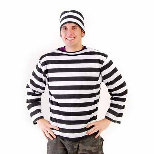 Black and White Striped Prisoner Costume Shirt Hamburgler Thief Robber ...