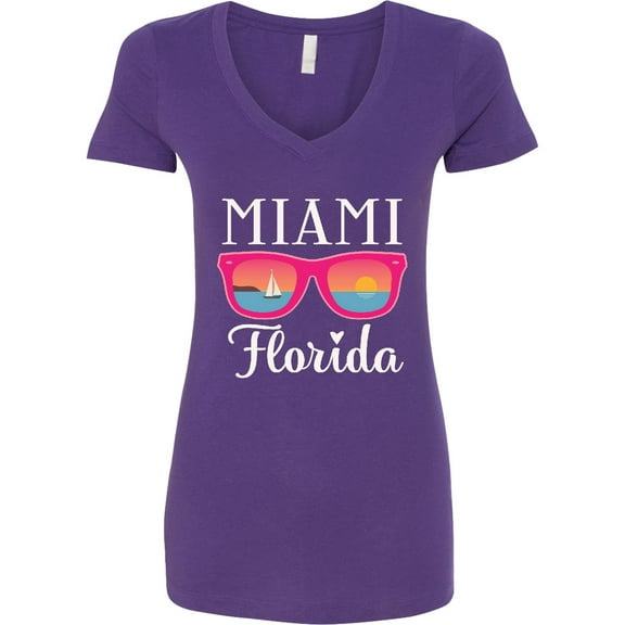 Inktastic Miami Florida Vacation Beach Trip Women's V-Neck T-Shirt