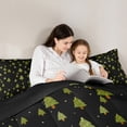 thumbnail image 5 of Feelyou Merry Christmas King Size Comforter Sets, Cartoon Green Tree Bedding Comforter Set, Kids Teens Boys Girls Reversible Bedding Set, Microfiber Bedroom Decor, 3pcs, 5 of 8