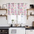 thumbnail image 2 of Pink Floral Kitchen Curtains Small Short 39 Inch Length, Spring Rustic Botanical Flowers Herbs Grommet Top Bedroom Living Room Curtains, Light Filtering Cafe Curtain Drapes 2 Panels Set 55''x39'', 2 of 9