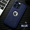thumbnail image 6 of Logo View for iPhone 16 Pro Max Case, Slim Premium Vegan Faux Leather Classic Luxury Elegant Thin Cover, Shockproof Full Protection - 6.9 inch (Blue), 6 of 10
