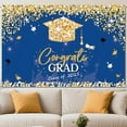 thumbnail image 3 of Yongcuo Graduation Party Backdrop 2025 Blue and Gold Congrats Grad Banner with Glitter Cap Design for Celebrations Red, 3 of 4