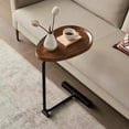 thumbnail image 2 of Gzxs 2-Pieces Irregular Round Side Table,Small End Table for Sofa and Bed,Small Spaces Side Tables with Metal Frame for Living Room, Bedroom,Easy Assembly C Shaped Bedside Table, Brown and Black, 2 of 7