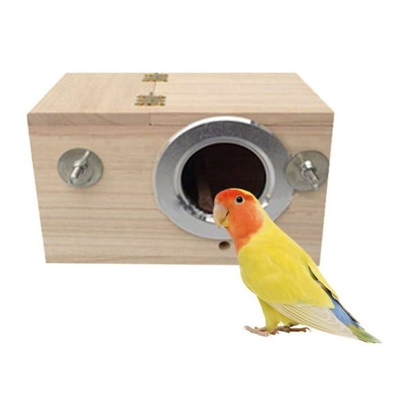 Parakeet Nest Box Budgie Nesting House Cockatiel Breeding Parrots Mating Box Wood Bird House for Cage Lovebirds Cockatoo Large to Medium Birds 7.7×4.7×4.7 Inch