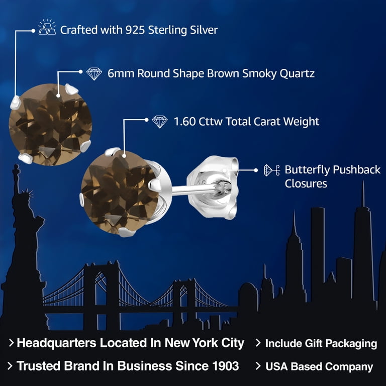 Gem Stone King Brown Smoky Quartz Sterling Silver Studs photo 2