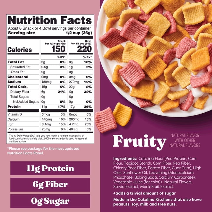 (6Pack)-Catalina Crunch Protein Cereal Fruity Flavor, Keto Friendly, High Protein Breakfast, 8 oz Box