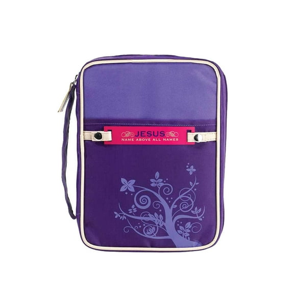 Purple Jesus Name Above All Reinforced Polyester Bible Cover Case