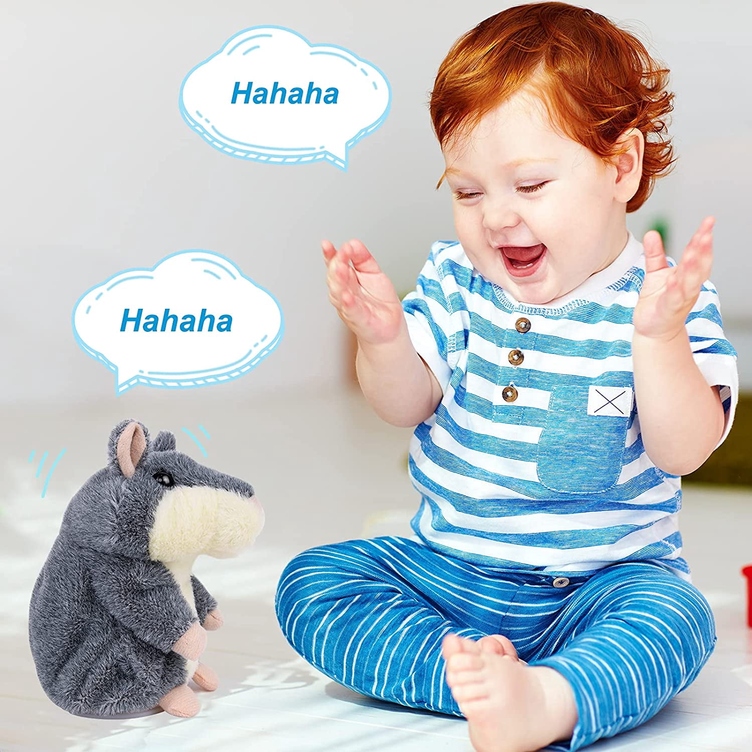 Happon Talking Hamster, 1 Pack Interactive Stuffed Plush Animal Talking Toy Cute Sound Effects with Repeats Your Said Voice, Best Buddy for Kids Gift Age 3+ (Gray)