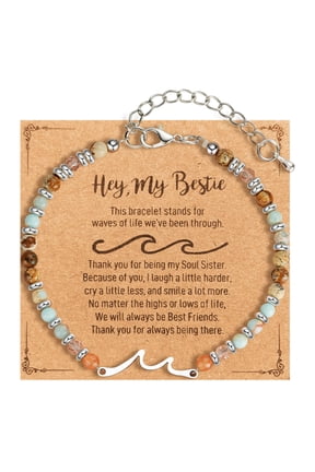 Christian Wave Bracelet for Women Inspirational Beaded Jewelry with Gift Box & Card for Best Friend Birthday Christmas