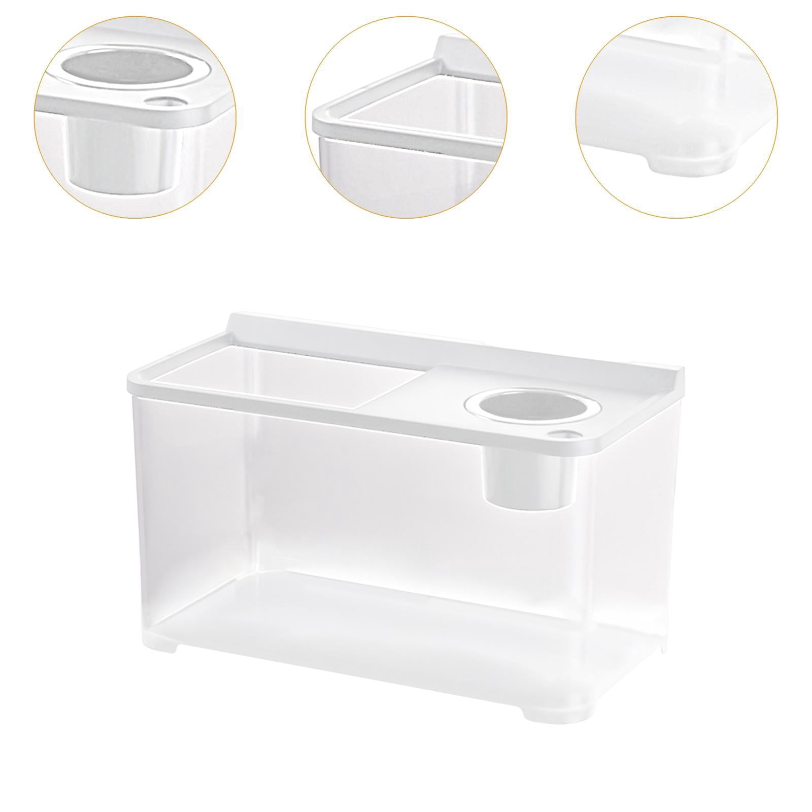 FashionCha Betta Fish Tank Mini Fish Tank 34x21x20 cm Transparent Amphibian Feeding Box Fish Bowl Reptile Terrarium for Turtle Frog Fish White