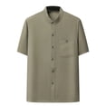 thumbnail image 2 of pstuiky camisetas camisas para hombre, Camisa informal de manga corta, cuello alto, lisa y cómoda para hombre camisas casuales para hombre xxl, 2 of 3