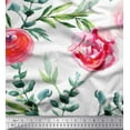 thumbnail image 1 of Soimoi White Cotton Voile Fabric Leaves & Floral Printed Craft Fabric by The Yard 42 Inch Wide, 1 of 1