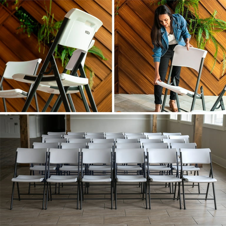 Lifetime Indoor Outdoor Light Commercial Grade Foldable Plastic Chair White Set of 2 Adult Sized 81129 Walmart