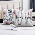 thumbnail image 4 of Pink Blue Decorative Pillow Cover 18x18,Farmhouse Rustic Pillowcase for Couch Bedroom Home Decor,Set of 4, 4 of 5