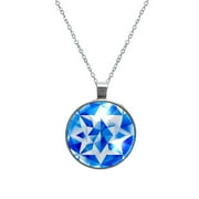 Flag of Israel Elegant Glass Design Womens Necklace Circle Pendant