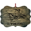 Hashtag Love Music Skull Art - Rosie Parker Inc. TM Double-Sided Flat Benelux-Shaped Holiday Tree Ornament Made in the USA
