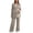 Khaki maternity long sleeve set, variant on Womens Maternity Pajamas Sets Ribbed Knit 2 Piece Outfits Side Split Long Sleeve Tops Wide Leg Pants Pregnancy Postpartum Loungewear Pink,S