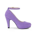 thumbnail image 3 of BLISSFUL STEP Valentine's Women' Shoes Round Toe Stiletto Heel Ankle Strap Pumps Purple 8.5, 3 of 7