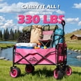 thumbnail image 6 of WildFinder Heavy Duty Foldable Wagon Cart with All-Terrain Wheels, 330lbs Capacity Portable Utility Wagon for Camping, Beach, Shopping and Outdoor Activities, Pink, 6 of 8