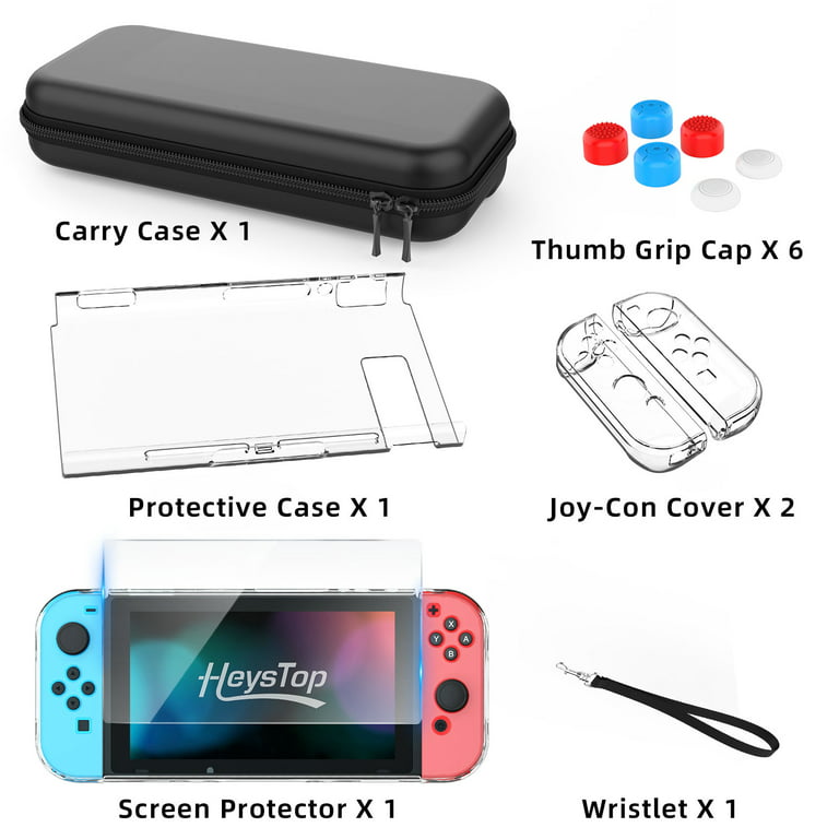 Accessories Bundle Compatible with Switch OLED, Carrying Case with Shoulder  Strap for Switch OLED and Tempered Glass Screen Protector, Protective