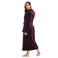 thumbnail image 5 of PajamaX Hooded Womens Robe, Long Plush Robes for Women, Two Side Pockets and Belts, Warm and Cozy (M, Dark Purple), 5 of 7