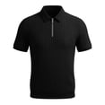 thumbnail image 5 of VgaVtl Knit Mens Polo Shirt Pullover Short Sleeve Summer Zip-Up Going Out Collared Casual Tops for Men Plain, 5 of 6