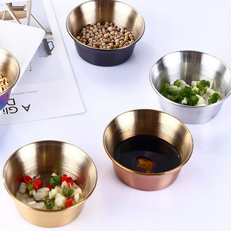 304 Stainless Steel Sauce Dish Heavy Duty Round Stackable Metal Ramekin Dipping Sauce Bowls Condiment Sauce Cups Seasoning Dish Kitchen Tableware