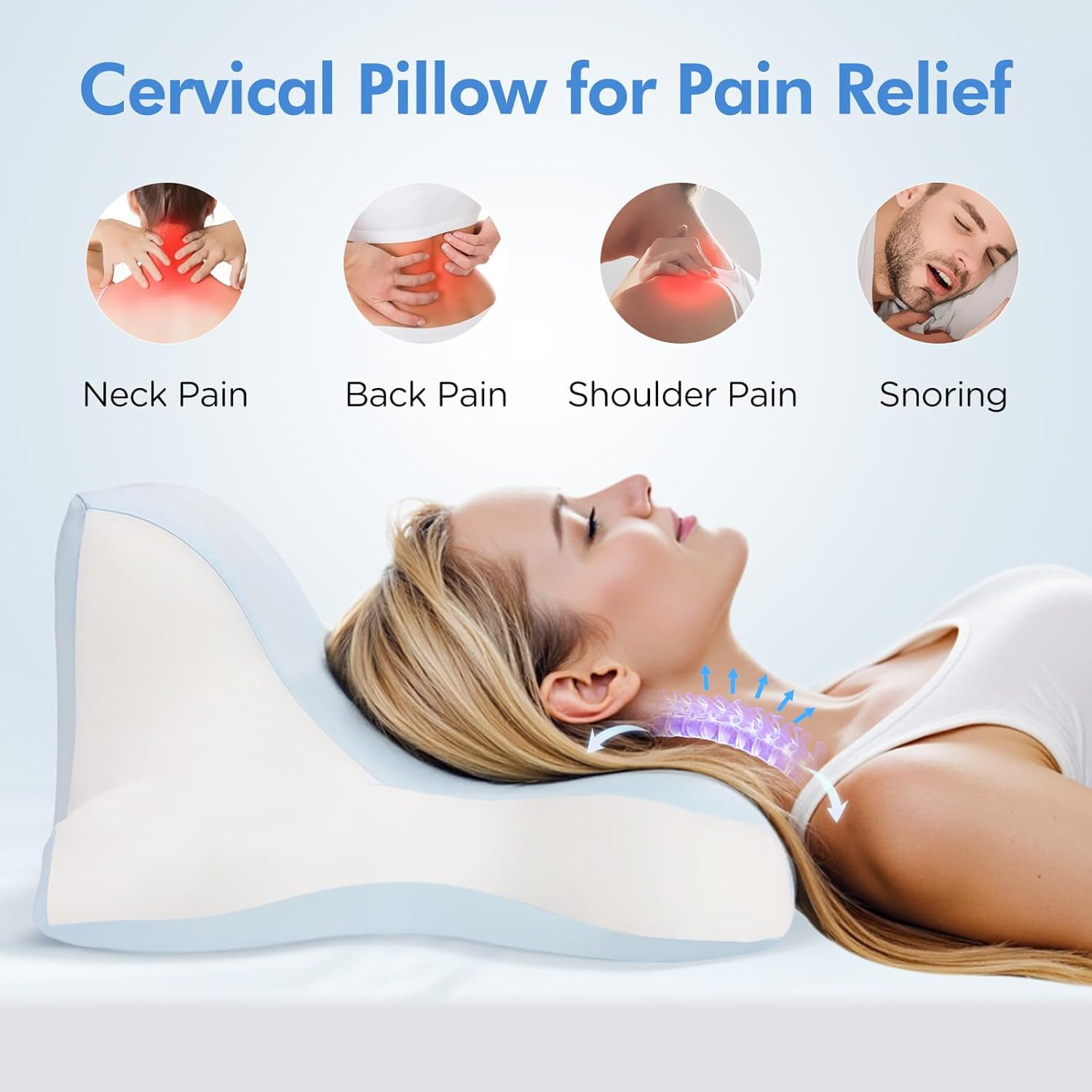 Aorsher Wedge Pillow for Reading and Sleeping, Contour Memory Foam Bed Wedge for Pain Relief, Multi-Use Support Cushion for Snoring, Sitting Up in Bed, Maternity Belly & Prone Position