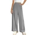 thumbnail image 4 of Htigea Womens High Waisted Wide Leg Cargo Pants Baggy Casual Trendy Work Pants with Button Fall Savings Gray,2XL, 4 of 7
