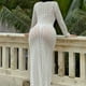 thumbnail image 4 of Trajes de baño de una pieza para mujer, color sólido, cuello en V, manga larga, bikini informal, traje de baño playero, traje de baño para mujer, trajes de baño para mujer, moda playera para mujer, 4 of 4
