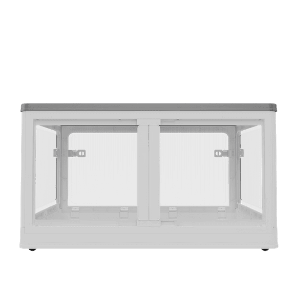 Resenkos 384QT 3-Pack Transparent Stackable Storage Bins with 5 Doors, Folding Plastic Craft Containers Large Closet Organizers Box, White