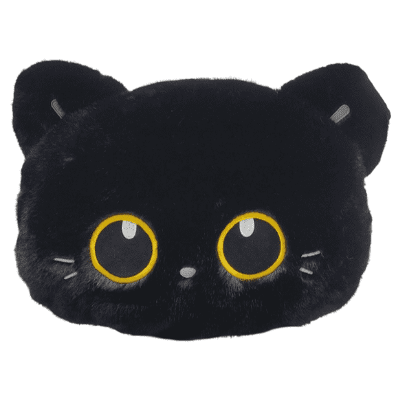Cat Plush Throw Pillow 13x18 in Soft Cat Stuffed Animal Cushion Cute Kittens Hugging Pillow Birthday Gift Kawaii Room Decor, Black