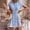 Sky Blue, variant on Frnrwgo Women Summer Dresses Lounge Button Down Waisted Short Sleeve Striped Casual Beach Midi Dress