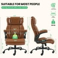 thumbnail image 5 of Ninecer 500lbs Big and Tall Office Chair with Inflatable Lumbar Support, Ergonomic Executive Desk Chair with Extra Wide Seat, Adjustable Height Computer Chair, Heavy Duty Leather Office Chair, Brown, 5 of 8
