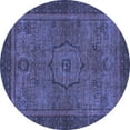 thumbnail image 1 of Ahgly Company Machine Washable Indoor Round Abstract Blue Modern Area Rugs, 6' Round, 1 of 4