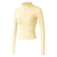 thumbnail image 4 of Tiweut Yoga Jackets for Women Lightweight Stretchy Zipper Workout Running Slim Fit Athletic Outerwear Ladies Outerwear Light Yellow,M, 4 of 4