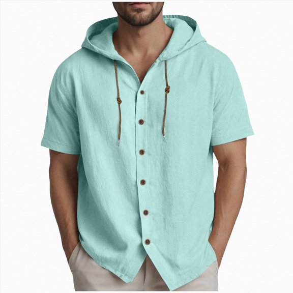 Gubotare Big and Tall Shirts for Men Mens Short Sleeve Casual Button Down Shirts Summer Untucked Dress Shirts with Pocket (Mint Green,S)