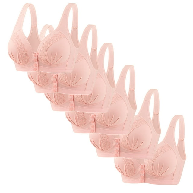Timegard Bras for Women 6pc Wireless Front Closure Full Support Breathable Comfy Everyday Thin Bras