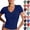 04# Dark Blue, variant on Womens Cotton Deep V Neck Short Sleeve Shirts Slim Fitted Low Cut Tops Summer Basic Crop Tees Going Out Clothes,White S