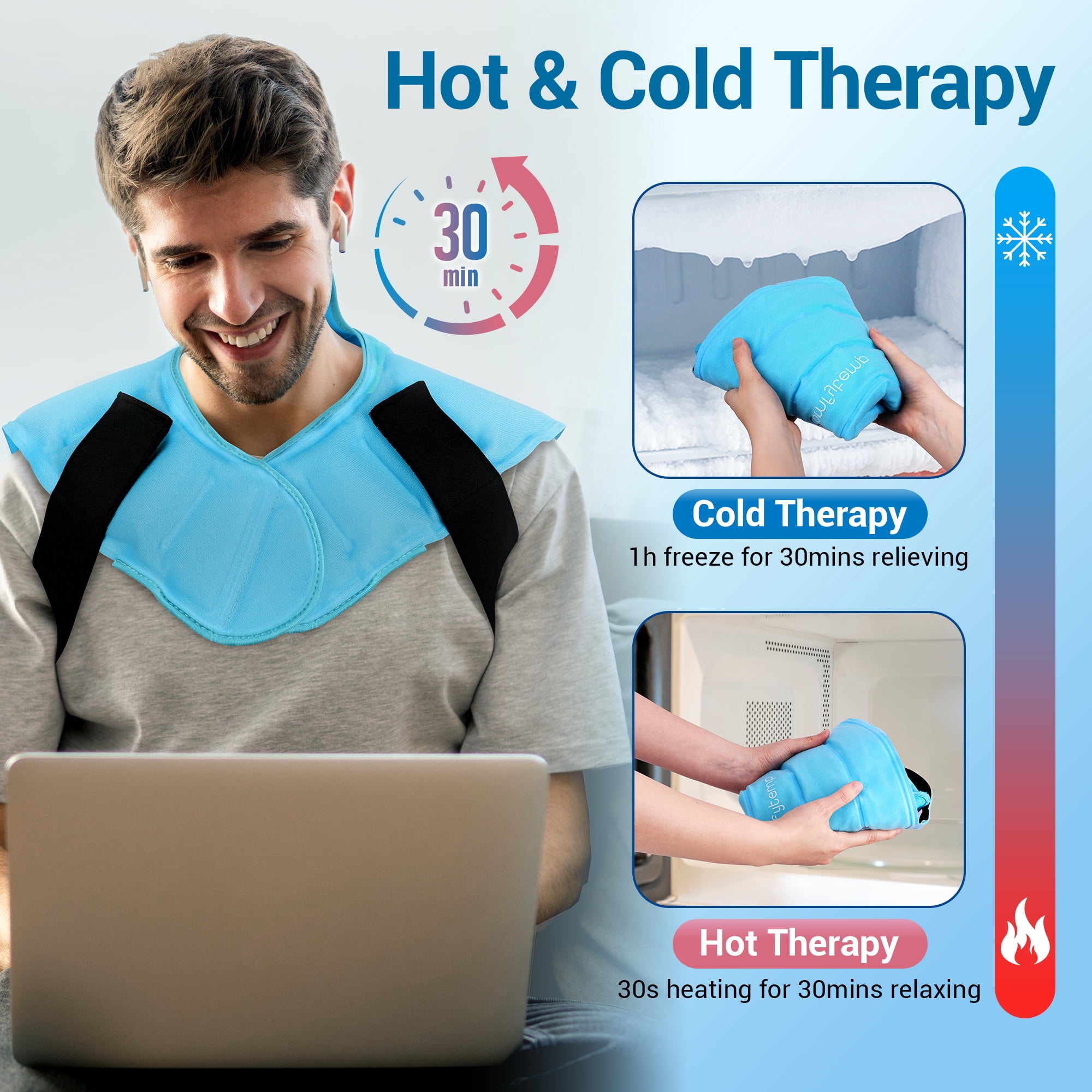 Comfytemp Ice Pack for Neck & Shoulder Pain Relief Hot Cold Therapy Wrap