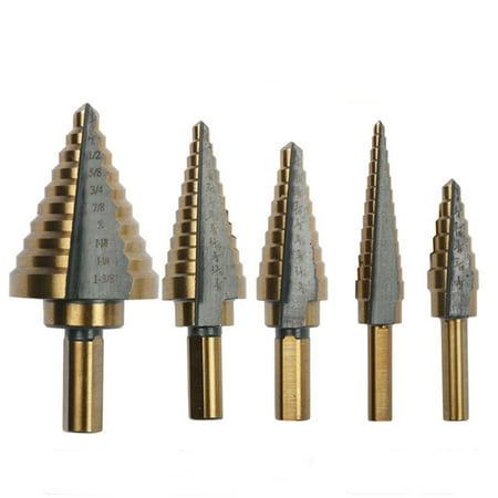 

Step Drill Bit Set 5PCS HSS Drill Bits Multiple Hole 50 Sizes High Speed Steel Drill Bits with an Carrying Case