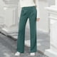 thumbnail image 2 of Amzcrzy Pantalones Vestir Mujer Color Liso S-2XL - Cintura Alta Elástica, Pliegues Frontales, Sin Cremallera, Bolsillos, Para Trabajo Verde, 2 of 5