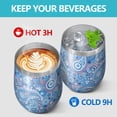 thumbnail image 4 of 12oz Stemless Wine Tumblers Blue Paisley Pattern Vacuum Insulated Stainless Steel Travel Tumbler Cups Mug with Lid and Straw for Champaign,Cocktail,Beer with Cleaning Brush, 4 of 5