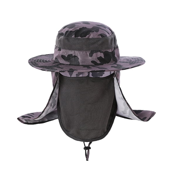 Homeyce Sun Hat Bucket Hats for Men Women Outdoor Wide Brim Fishing Hat with Detachable Face Cover & Neck Flap UV Protection,Black