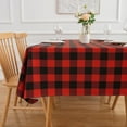 thumbnail image 3 of Red and Black Buffalo Plaid Check Gingham Christmas Tablecloth - Rectangle/Oblong 60" X 120" Polyester Table Cover Reusable Water Resistant for Thanksgiving Holiday Decorations, 3 of 6