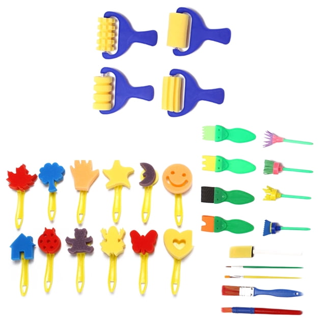 Pinceles de pintura para niños Mini herramienta de dibujo de esponja de flores suministros de papelería educativos tempranos para niños 29 Uds sidaley JJ23651-00