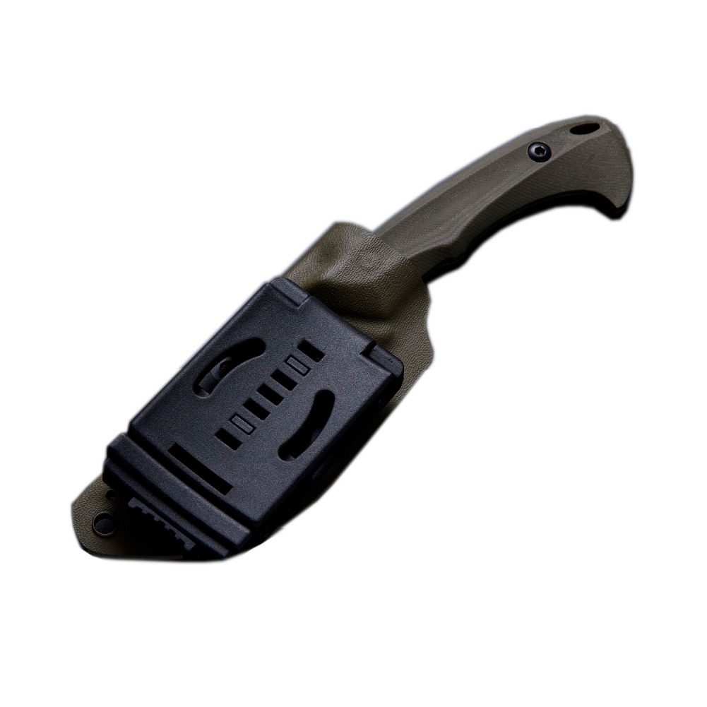 BUCKNBEAR KNIVES Piranha Tactical Knife with Innovative Kydex Sheath and belt clip, Army Green