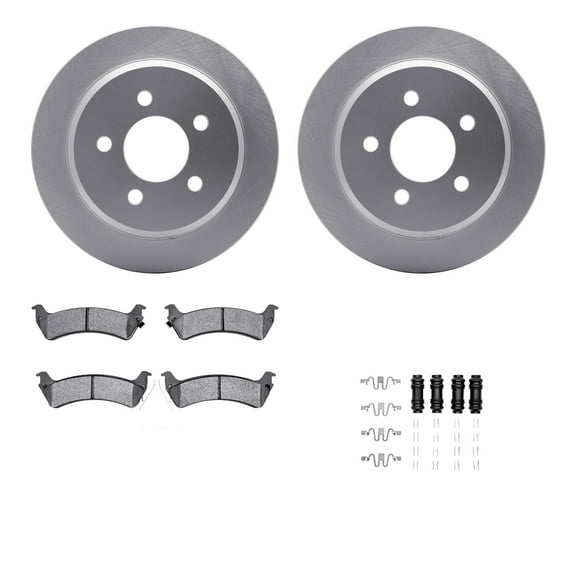 Dynamic Friction Company Rear Geospec Brake Rotors with 5000 Advanced Brake Pads includes Hardware 4512-42077