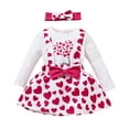 thumbnail image 3 of Otqutp 2025 Fall Spring Cute Toddler Baby Girls Fashion Valentine's Day Dot Heart Printed T Shirts Long Sleeve Tops Suspenders Dress Button Skirts Outfits(b-Hot Pink,18-24 Months), 3 of 9